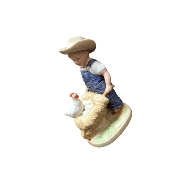 1985 Homco Denim Days Morning Chores Boy Figurine #1501 - Picture 2 of 10